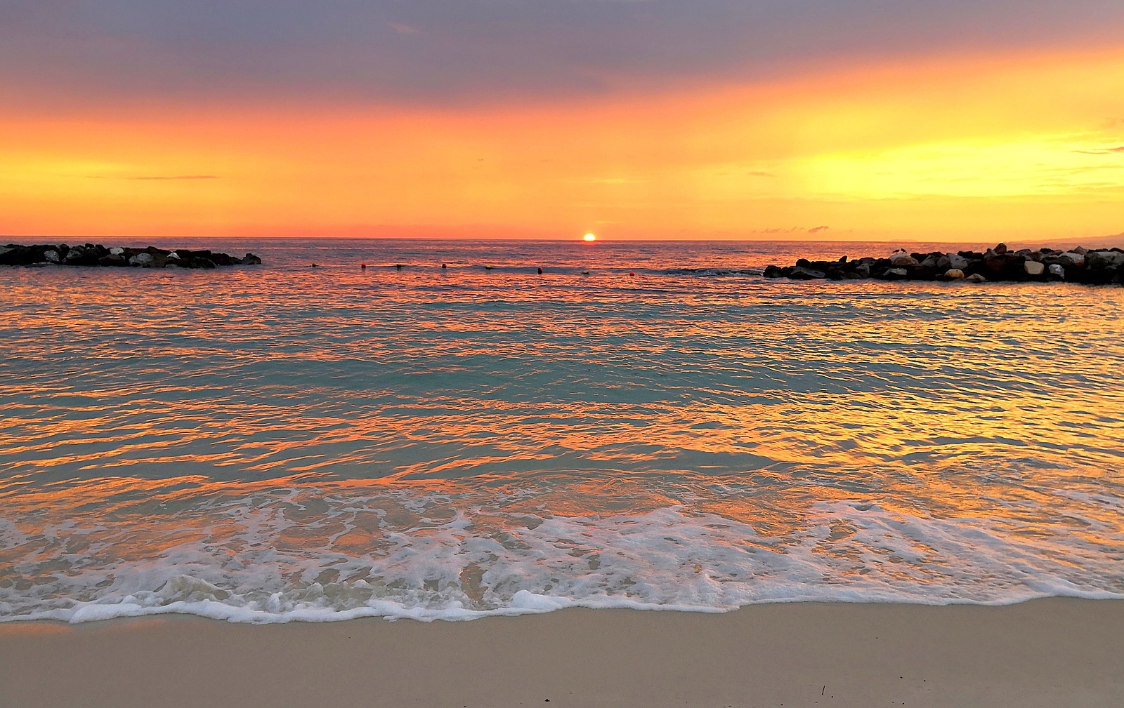 Beautiful and colorful sunset at the beach